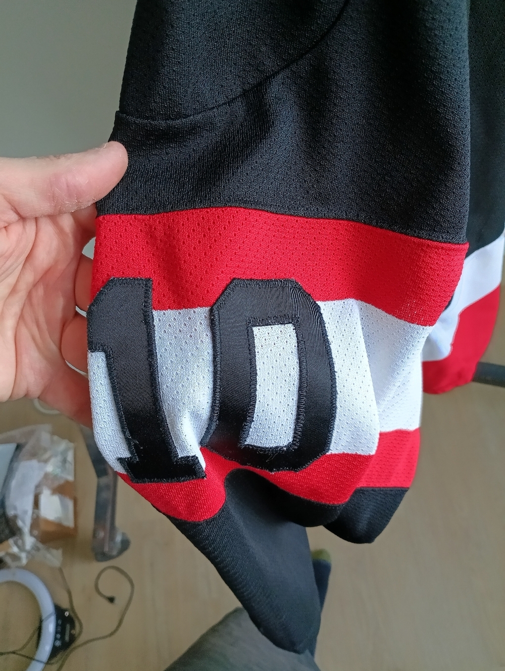 Vintage 90s Indian Motorcycle CCM Maska Hockey Jersey XXL Black Red Rare - Picture 8 of 11